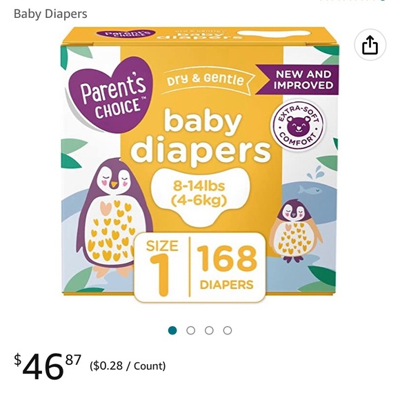 Parents Choice Bottoms New Parents Choice Size 168 Count Diapers